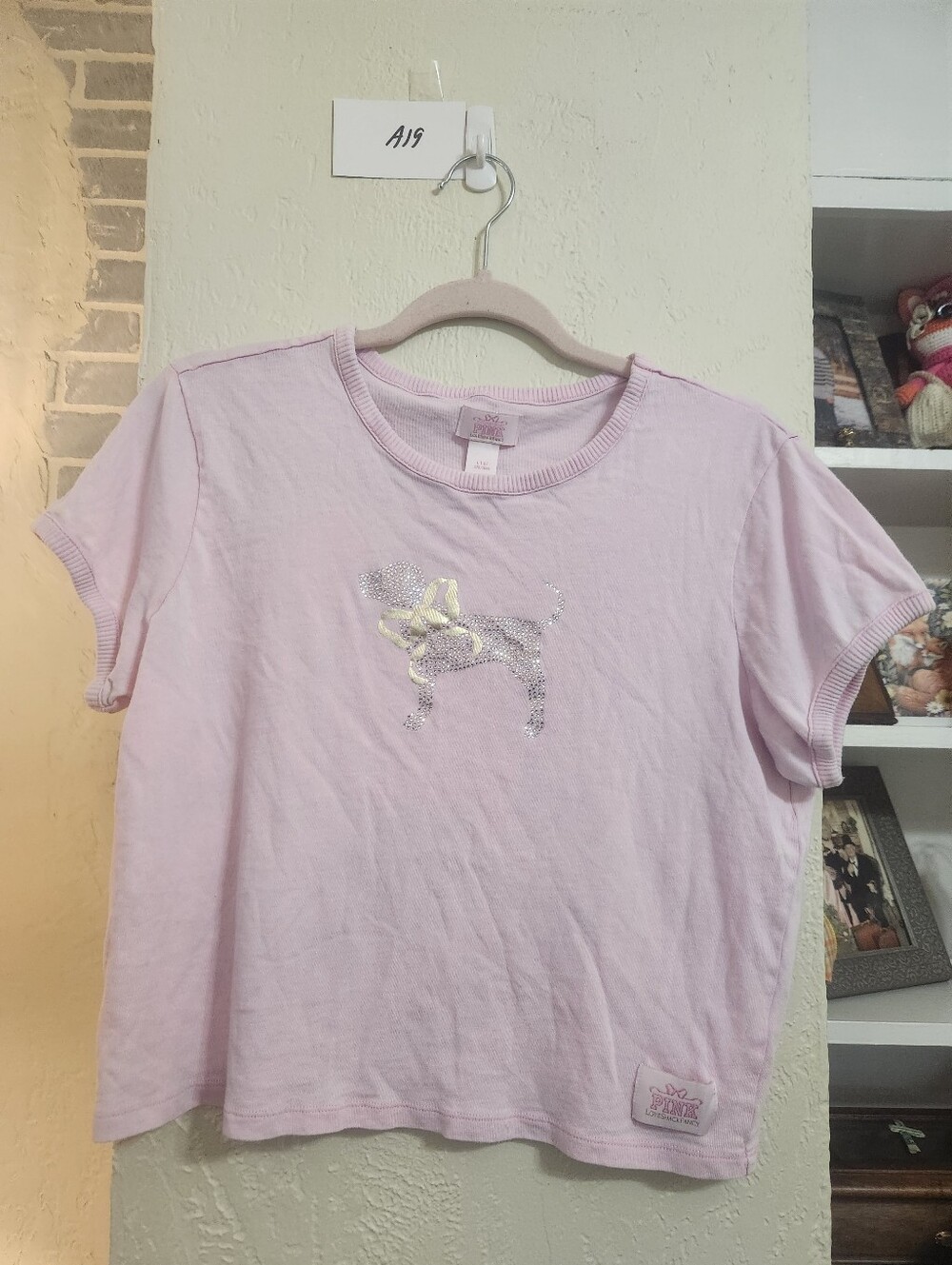 Victoria's Secret X Love Shack Fancy Rhinestone Puppy Pink Pullover. Size Large